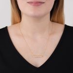 yellow gold cultured freshwater pearl bar necklace