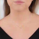 White gold diamond kiss Geo necklace