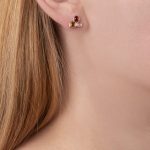 Rose gold moonstone, peridot, garnet stud earrings