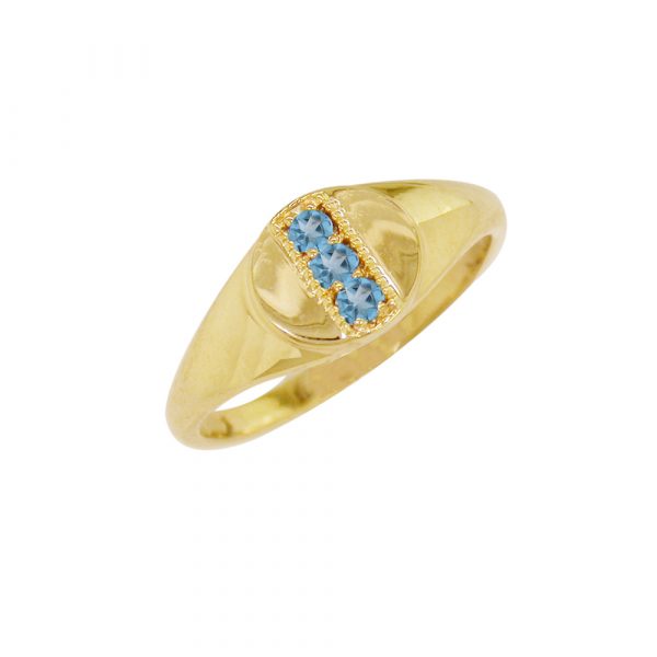 Blue topaz November birthstone ring