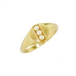 Gold pearl June birthstone ring