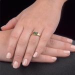 Yellow gold emerald birthstone signet ring