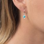 White gold diamond turquoise evil eye drop earrings