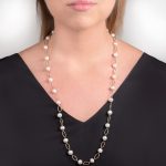 Yellow gold cultured freshwater pearl necklace