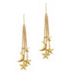 9ct yellow gold star and moon drop earrings