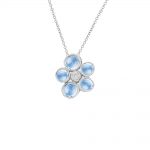 White gold blue topaz and diamond pendant