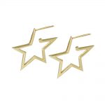 9ct Yellow gold open frame star hoop earrings