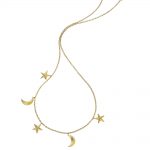 Yellow gold 3D star moon Starry Night necklace