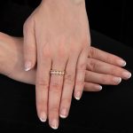 Yellow gold cultured freshwater pearl bar ring