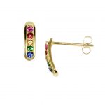 Yellow gold fancy sapphire Rainbow hoop earrings