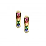 9ct Yellow gold sapphire Rainbow hoop earrings