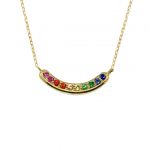 Yellow gold multi sapphire Rainbow necklace