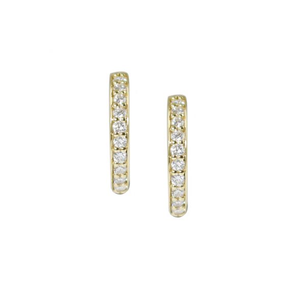 9ct Yellow gold diamond hoop earrings