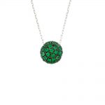 White gold tsavorite ball pendant necklace