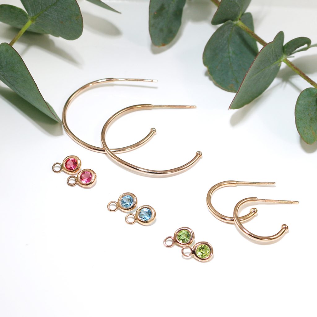 Rose gold dew drop hoop earrings