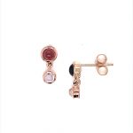 9ct rose gold garnet and moonstone drop earrings