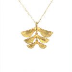 Yellow Gold sycamore leaves kew necklace pendant