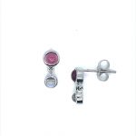 9ct White Gold Pink Tourmaline and Moonstone earrings