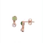 9ct rose gold peridot and moonstone drop earrings