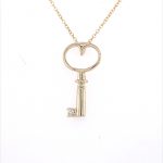 9ct yellow gold diamond key necklace