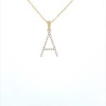 9ct yellow gold diamond initial A pendant