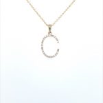 9ct yellow gold diamond initial c pendant necklace