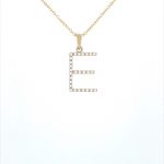 9ct yellow gold diamond initial E pendant