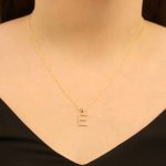 9ct yellow gold diamond initial E pendant