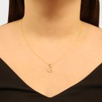 9ct yellow gold diamond initial G pendant