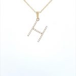 9ct yellow gold diamond initial H pendant