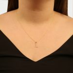 9ct yellow gold diamond initial L pendant