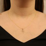 9ct Yellow gold diamond initial N necklace