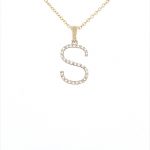 9ct yellow gold diamond initial s necklace