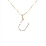 9ct yellow gold diamond initial U necklace