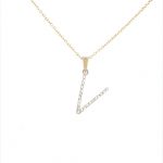 9ct yellow gold diamond initial v necklace