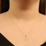 9ct yellow gold diamond initial V necklace