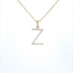 9ct yellow gold diamond initial z necklace