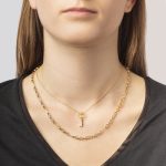 Layered gold chain and key necklace set