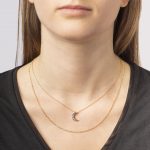 layered gold chain and diamond moon necklace set