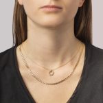 Layered gold chain and meridian pendant necklace set