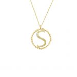 9ct yellow gold diamond initial s pendant necklace