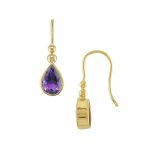 9ct yellow gold amethyst drop earrings