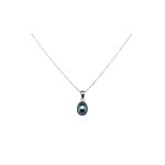 9 carat white gold cultured fresh water grey pearl pendant necklace