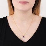 9ct yellow gold amethyst pendant necklace