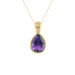 9ct yellow gold amethyst pendant necklace