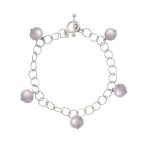 9ct white gold pink cultured freshwater pearl bracelet