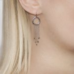 9ct white gold circle diamond fringe drop earrings