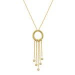 9ct yellow gold circle and diamond fringe pendant necklace